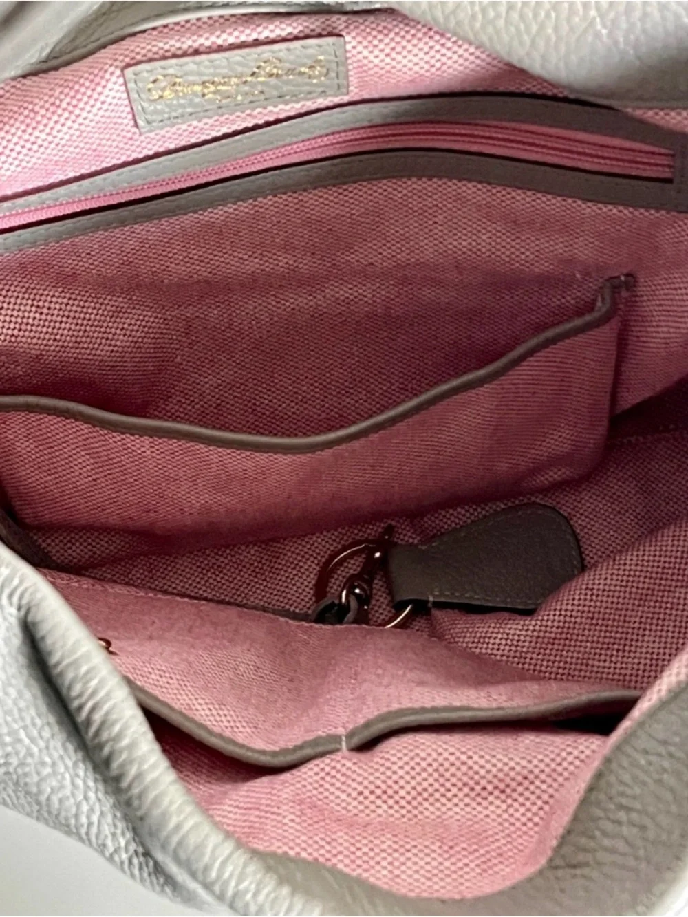 Dooney & Bourke Elephant Gray Pebble Grain Logo Lock Sac Hobo Bag Wallet Set